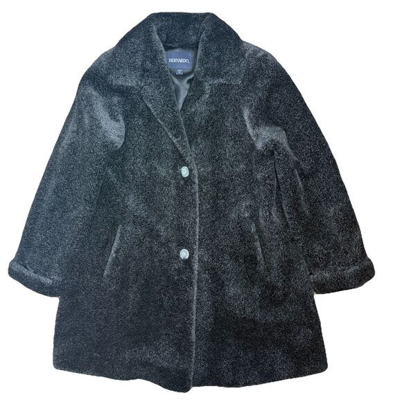 Bernardo Womens Black Faux Fur Coat Button Down Womens M EUC Mob Wives - Picture 1 of 11